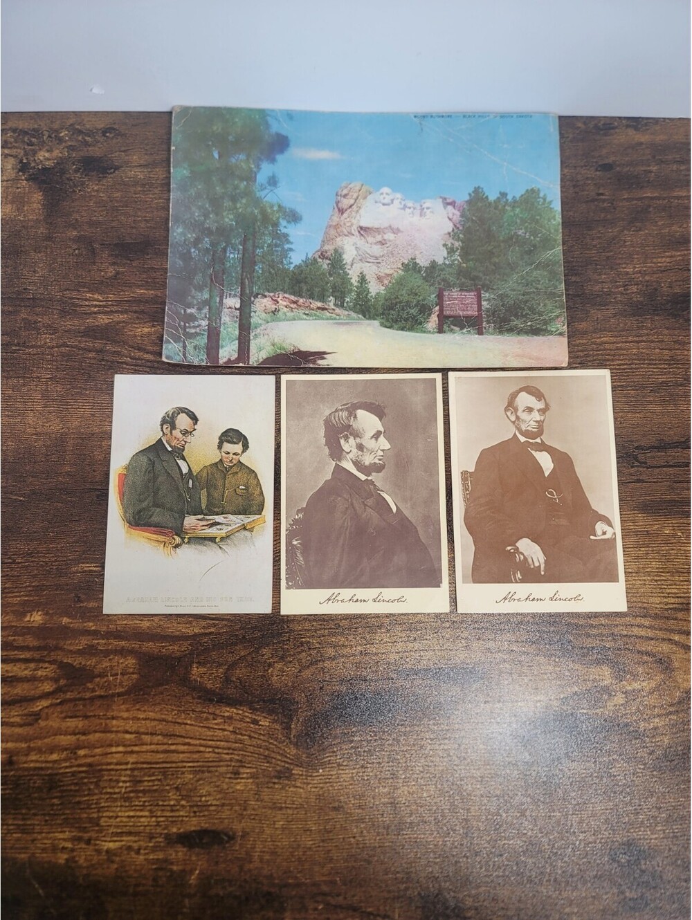 Vintage Postcards Lot of 4 Abraham Lincoln And Mount Rushmore